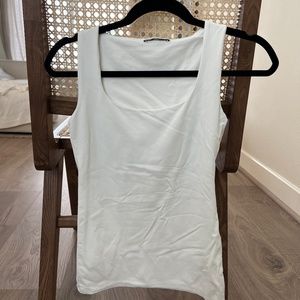 Zara Basic BodyCon Square Neck White Tank (Size S)